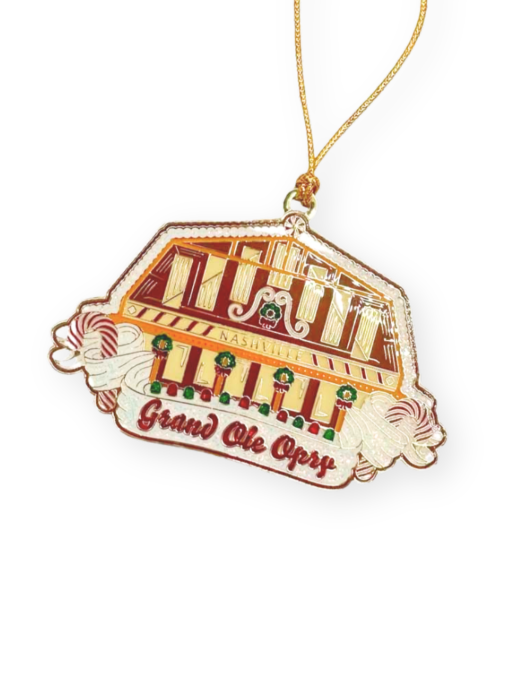 Opry Candy Cane Gingerbread Barn Ornament