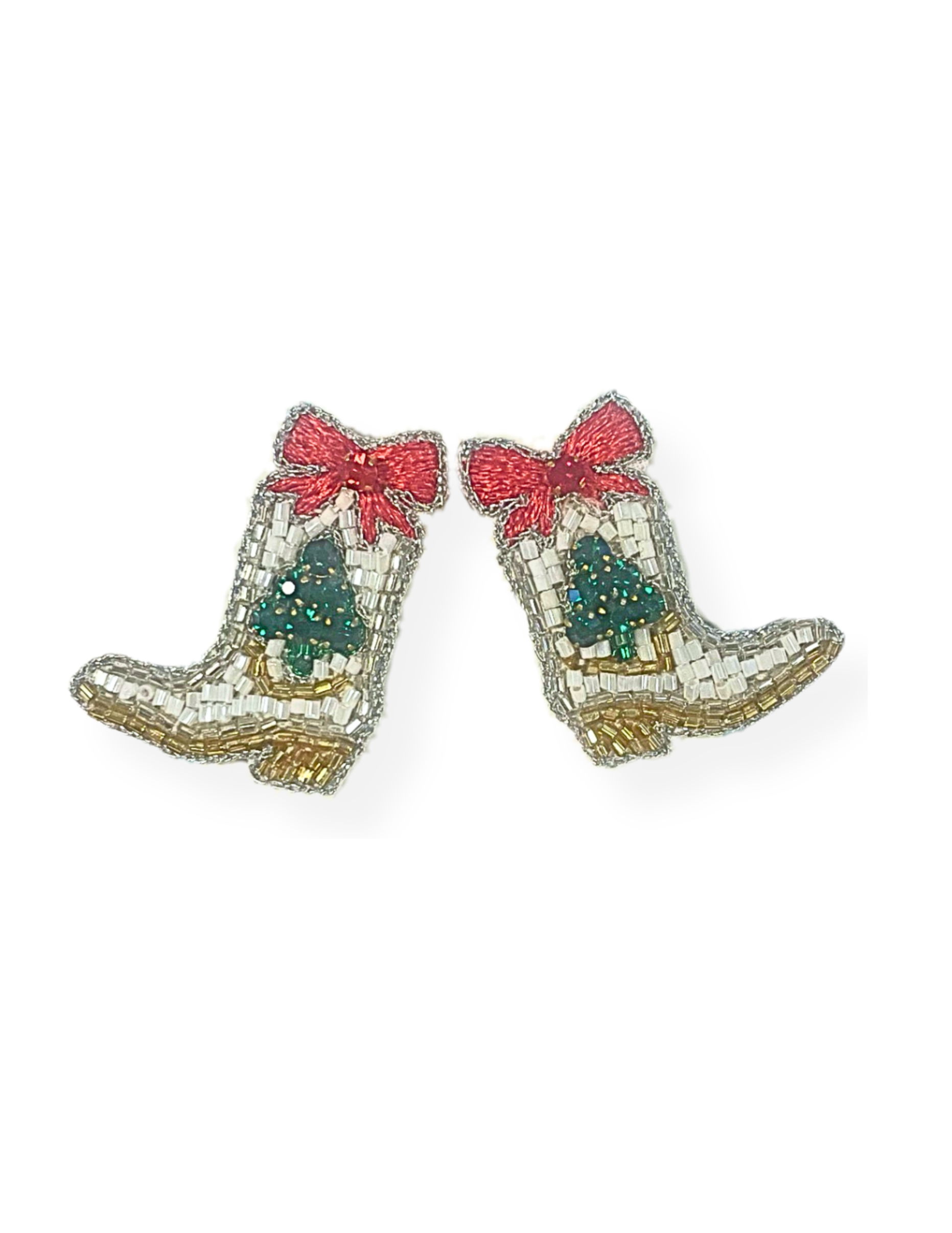 Christmas Tree Boot Beaded Earrings