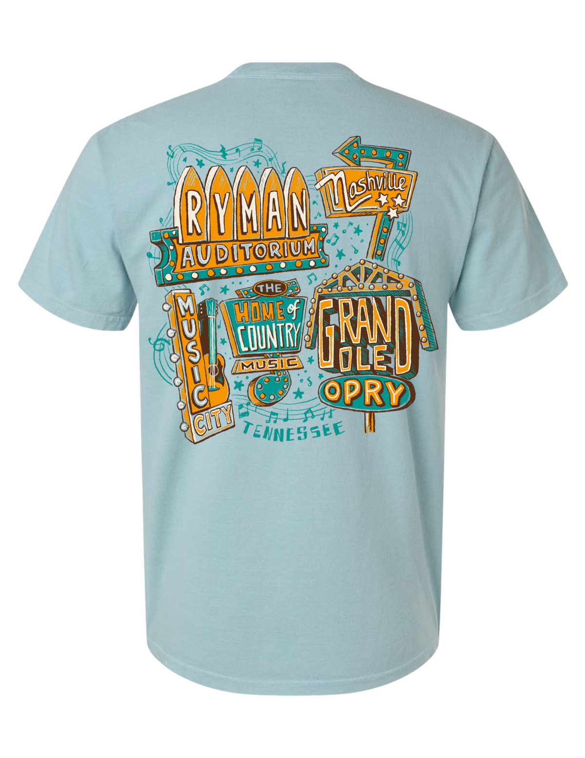 Opry Retro Neon Sign Tee - BLUE / SM - CREWS