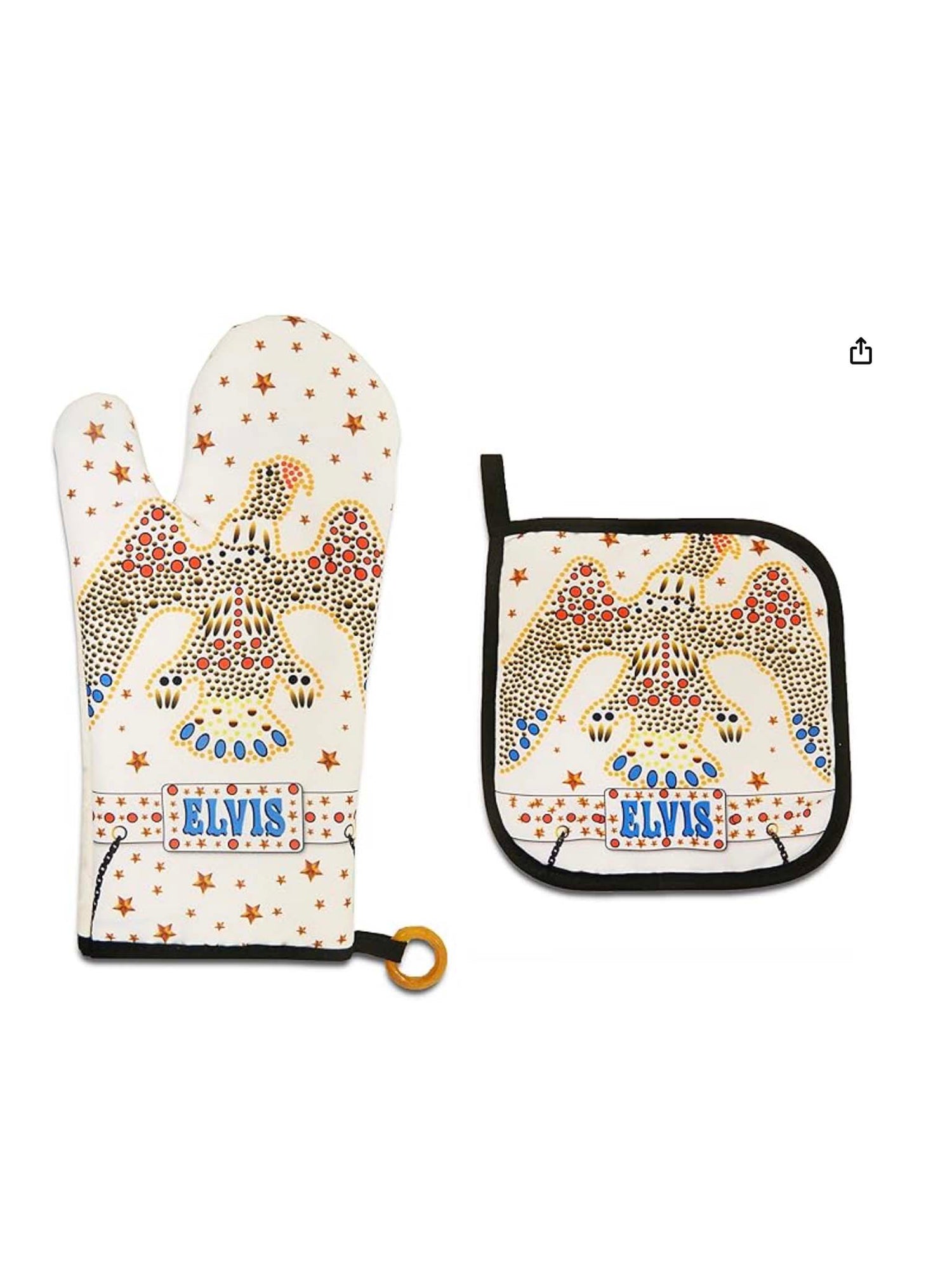 Elvis White Jumpsuit  Oven Mitt Set