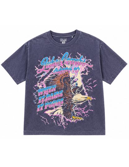 Category 10 When It Rains It Pours Eagle T-Shirt - PURPLE / SM - CREWS