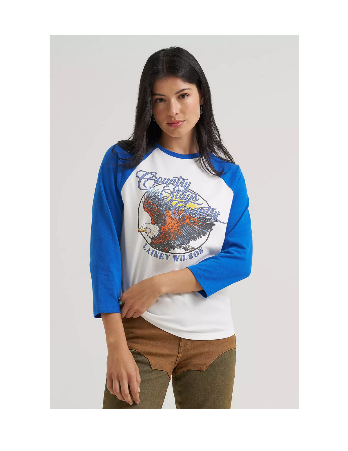 Wrangler x Lainey Wilson Country Stays Country Baseball Raglan Tee - RAGLAN