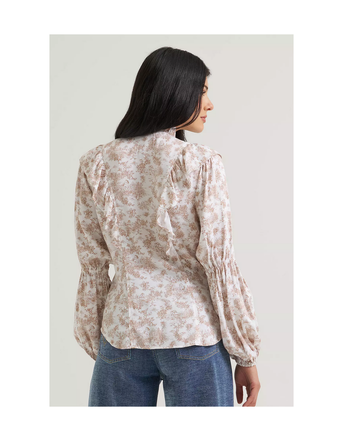 Wrangler x Lainey Wilson Folk Floral Ruffle Blouse - BUTTON FRONT