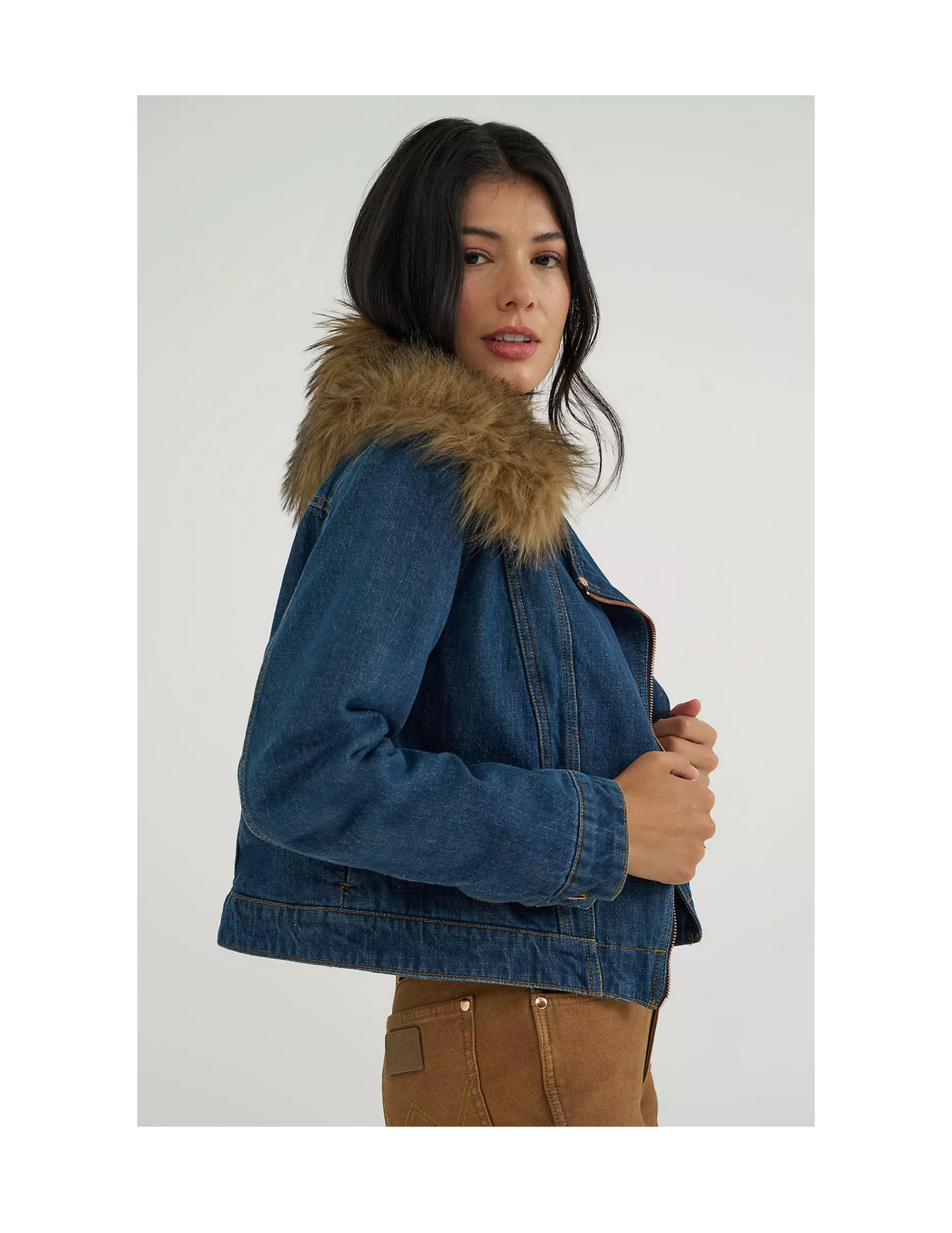 Wrangler x Lainey Wilson Fur Collar Denim Moto Jacket - JACKETS