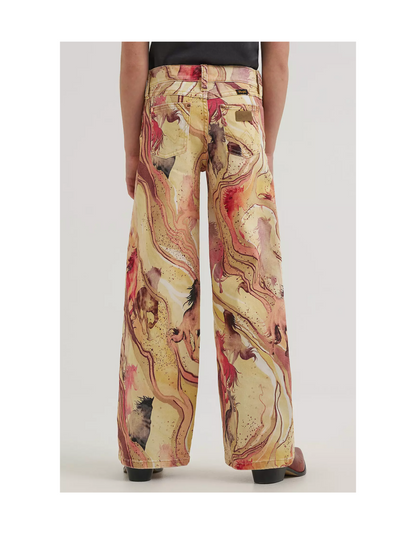 Wrangler x Lainey Wilson Girls Marble Horse Wide Leg Jeans - KIDS PANTS