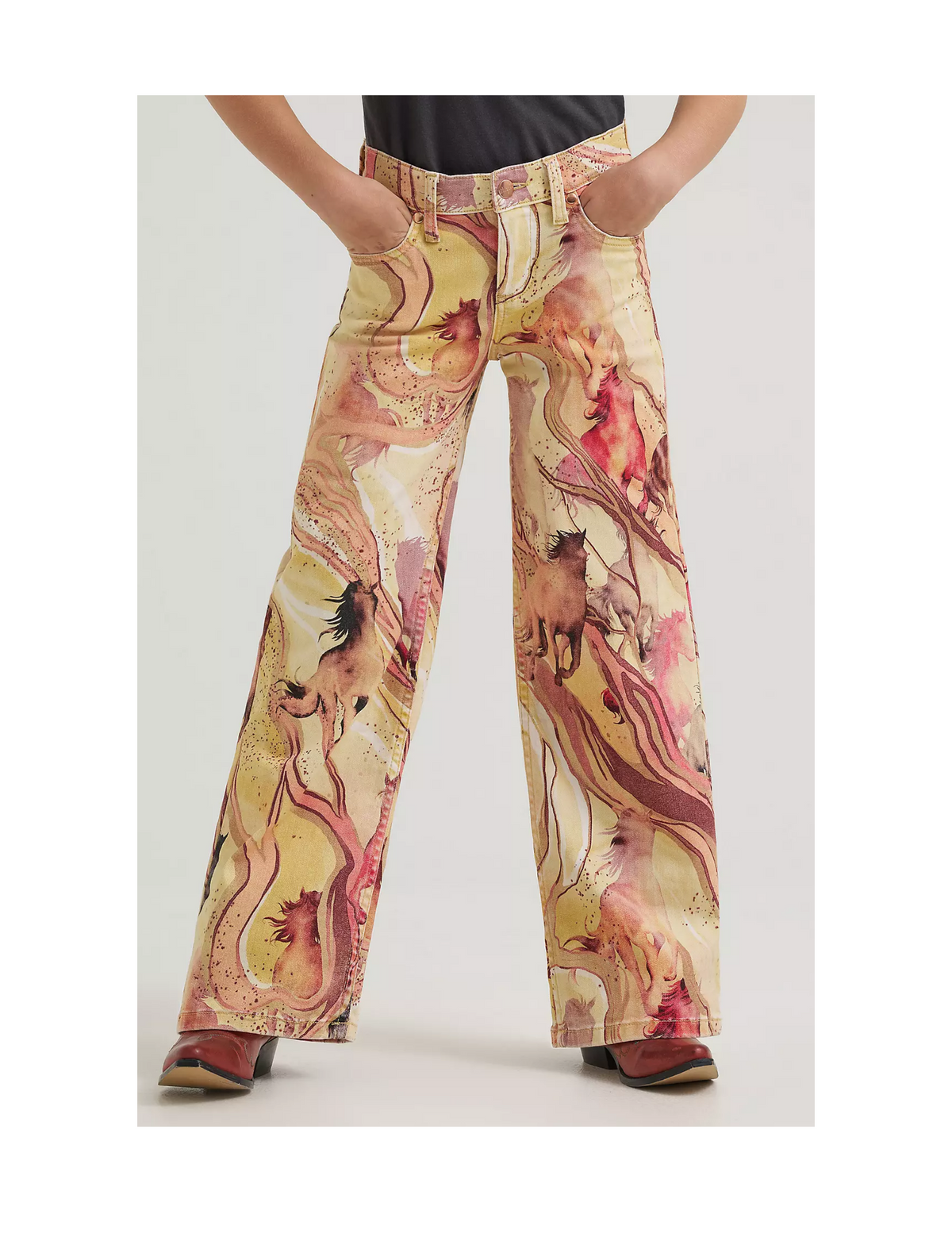 Wrangler x Lainey Wilson Girls Marble Horse Wide Leg Jeans - KIDS PANTS