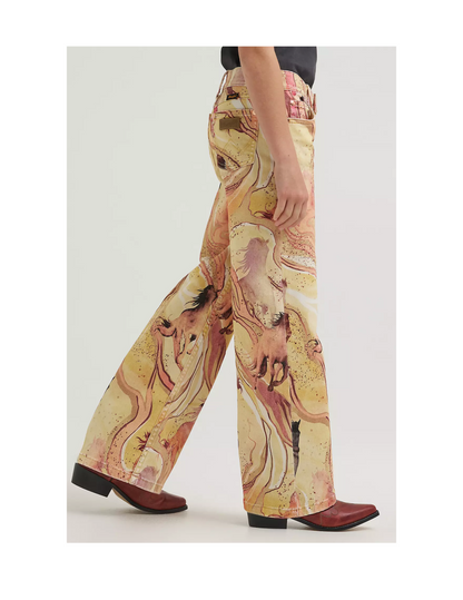 Wrangler x Lainey Wilson Girls Marble Horse Wide Leg Jeans - KIDS PANTS