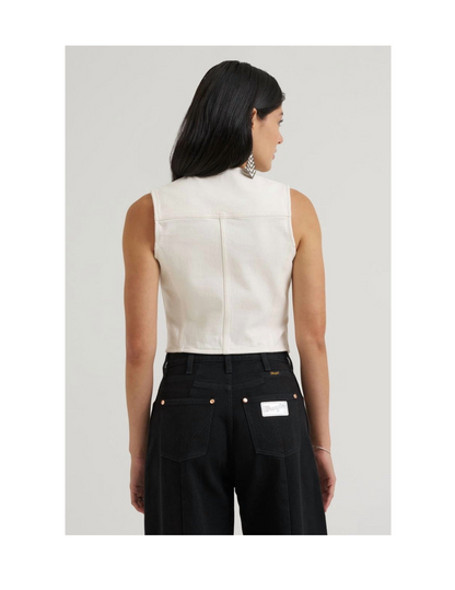Wrangler x Lainey Wilson Iconic Denim Vest Pearl White - VESTS