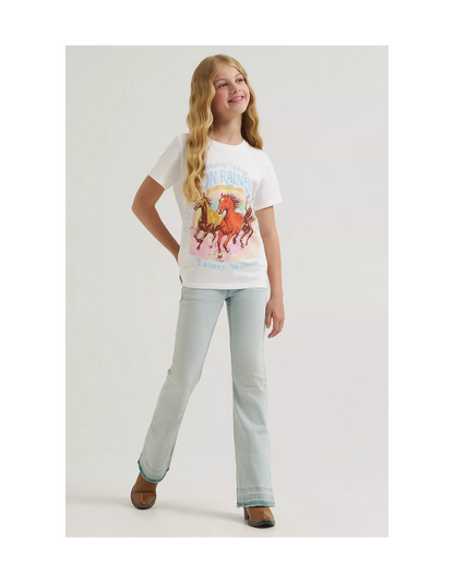Wrangler x Lainey Wilson Girls Neon Rainbow Horse Tee - KIDS TEES