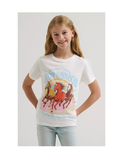 Wrangler x Lainey Wilson Girls Neon Rainbow Horse Tee - KIDS TEES