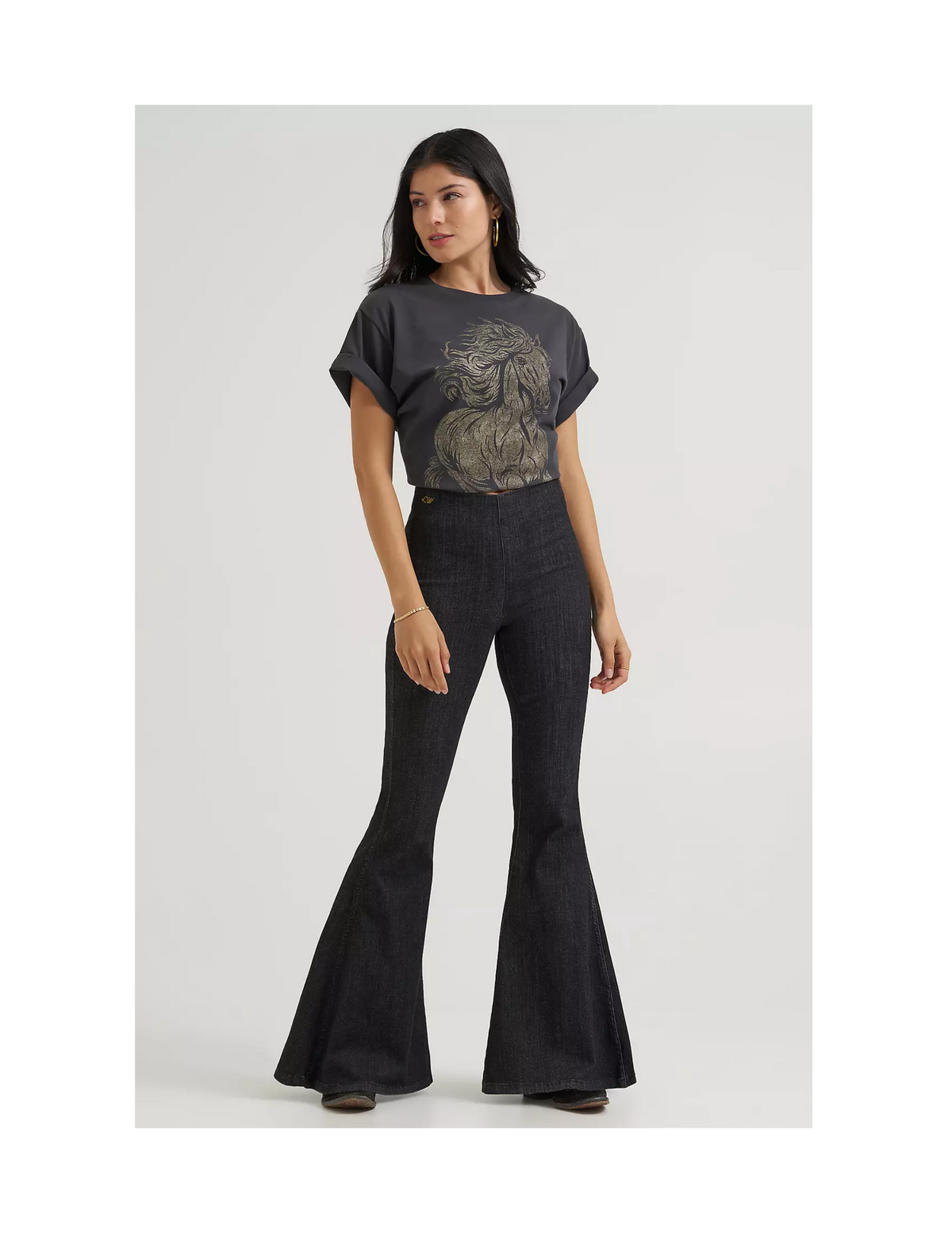 Wrangler x Lainey Wilson Pull On Bell Bottom Washed Black - PANTS
