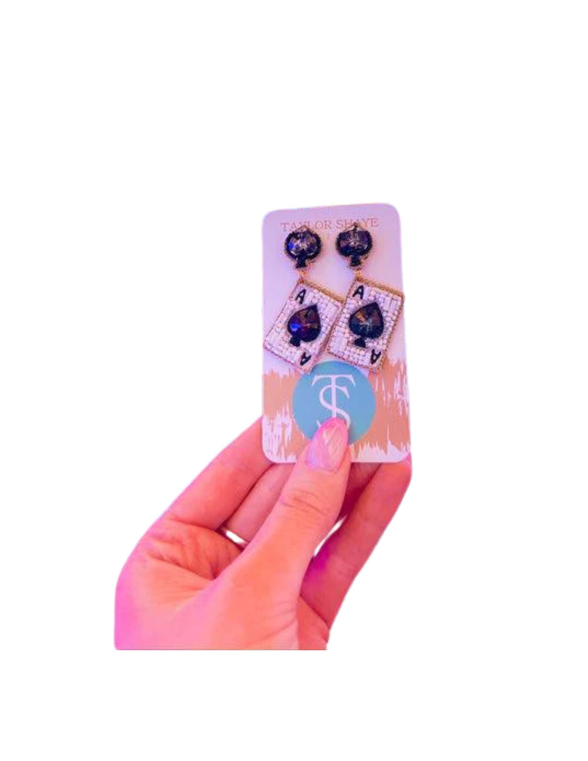 Ace of Spade Card Beaded Earrings - JEWELRY