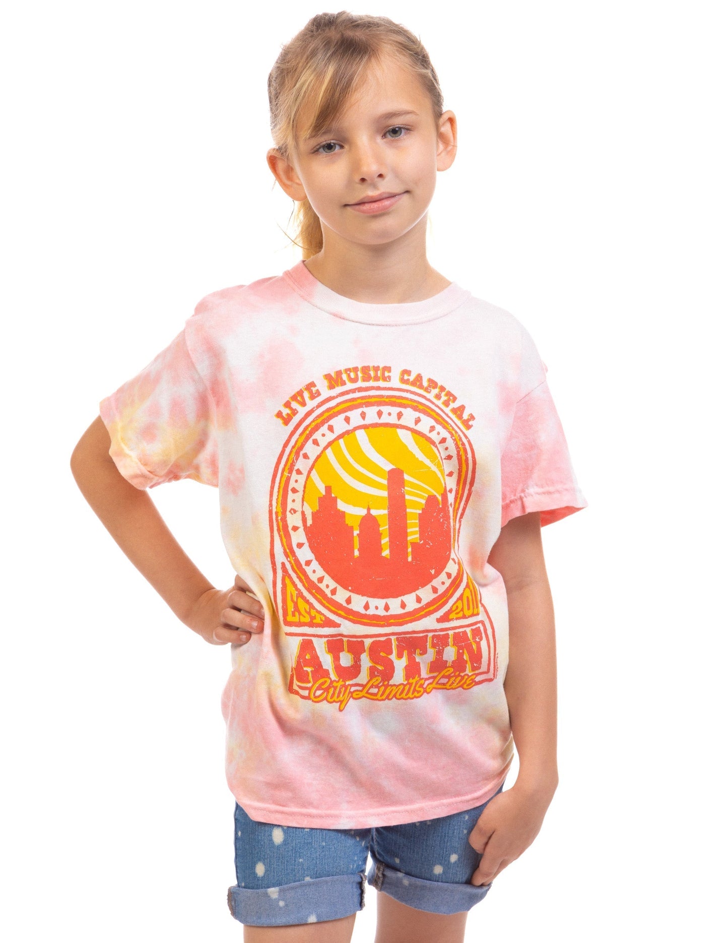 ACL Live Tie Dye Youth T-Shirt - PINK / XS - KIDS APPAREL