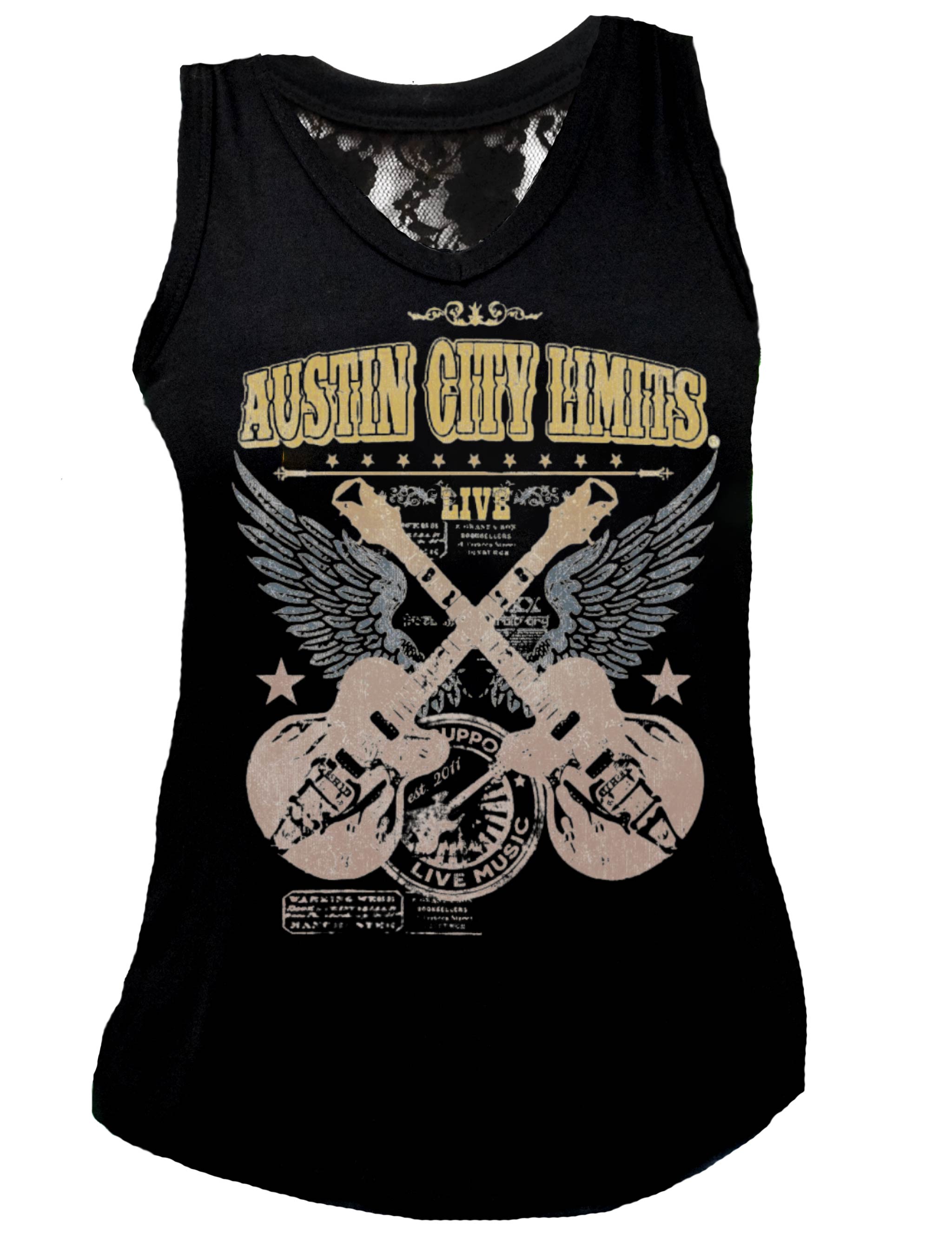 ACL Live Winged Crossed Guitar Tank - OpryShop ACL Live Winged Crossed Guitar Tank - OpryShop