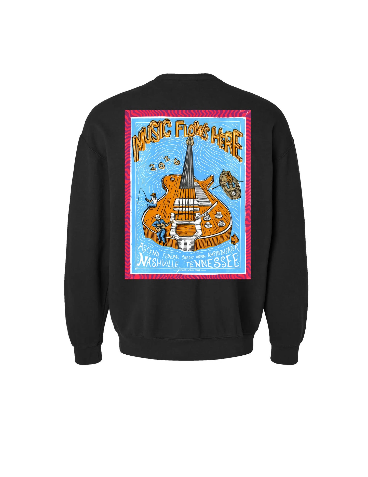 Ascend Music Flows Here Poster Crew Sweatshirt - CREW SWEATSHIRTS