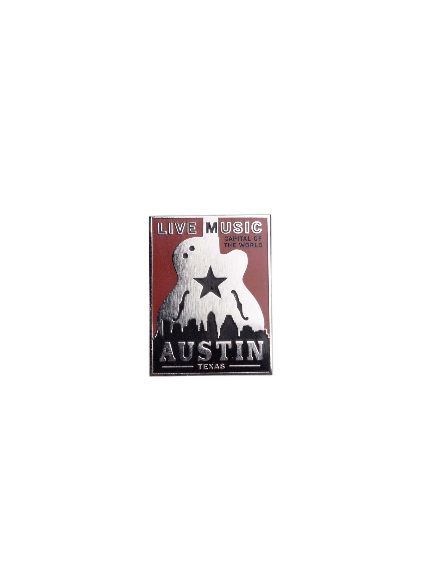 Austin Guitar Poster Lapel Pin - JEWELRY