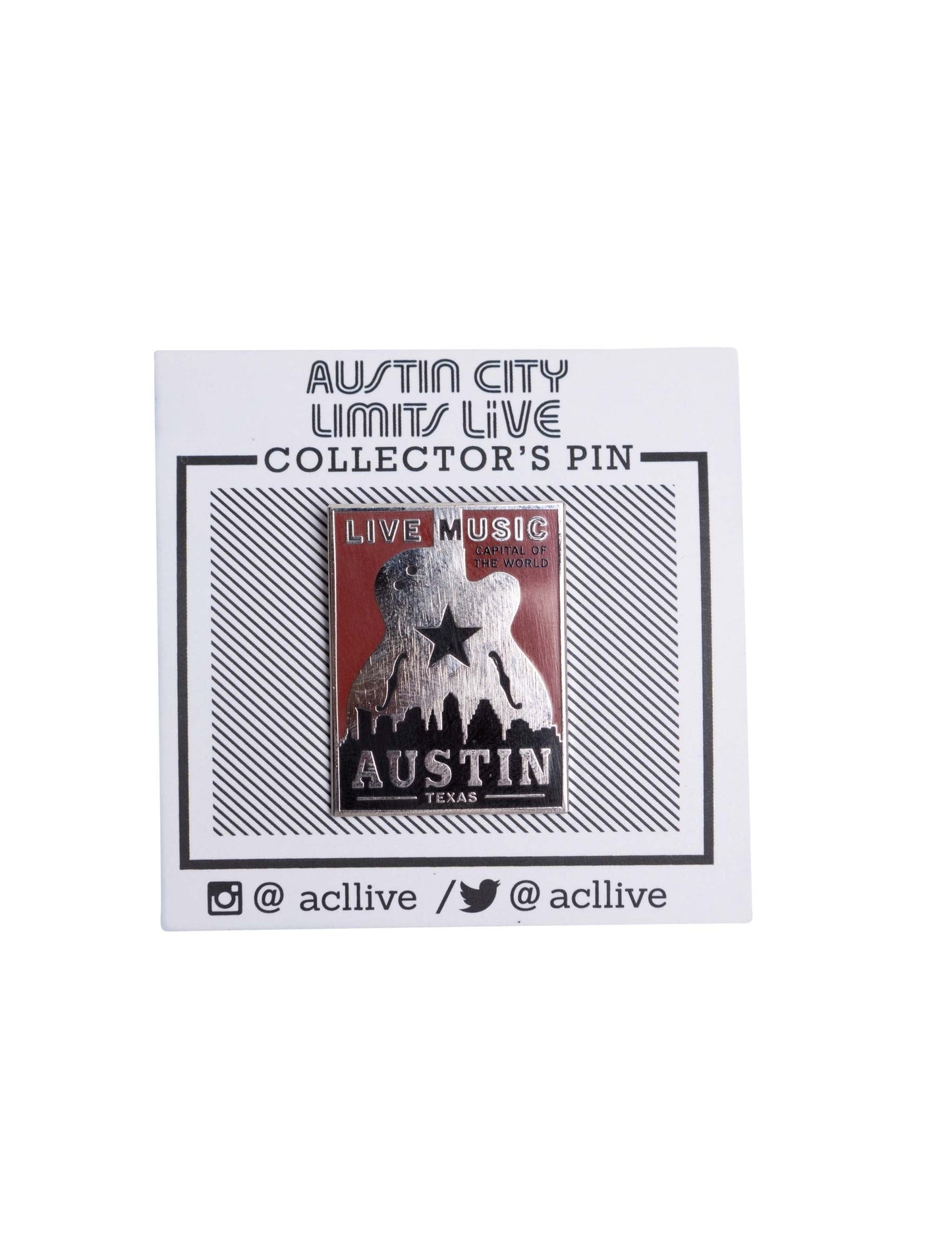 Austin Guitar Poster Lapel Pin - JEWELRY