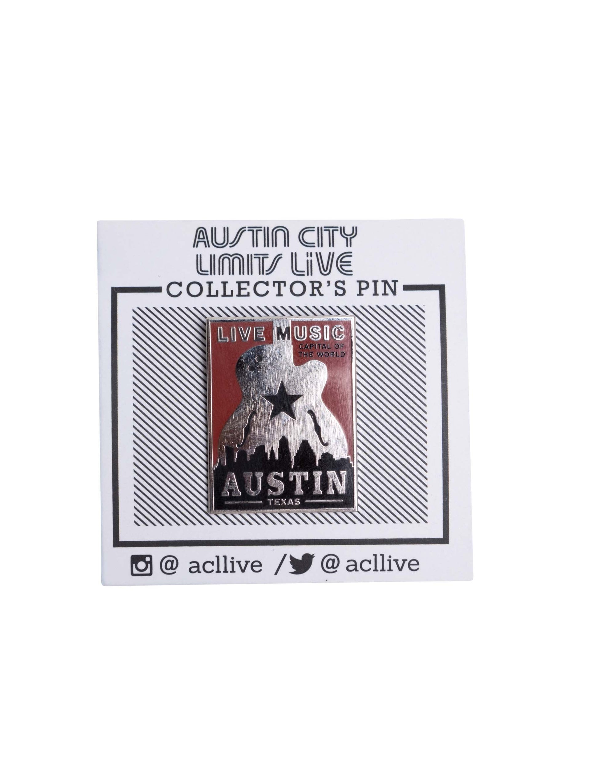 Austin Guitar Poster Lapel Pin - JEWELRY
