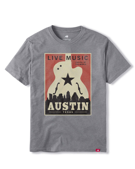 Austin Skyline Guitar Poster T-Shirt - S/S