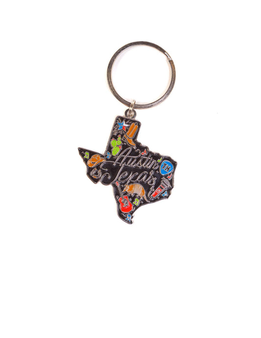 Austin Texas State Outline Keychain - SOUVENIRS