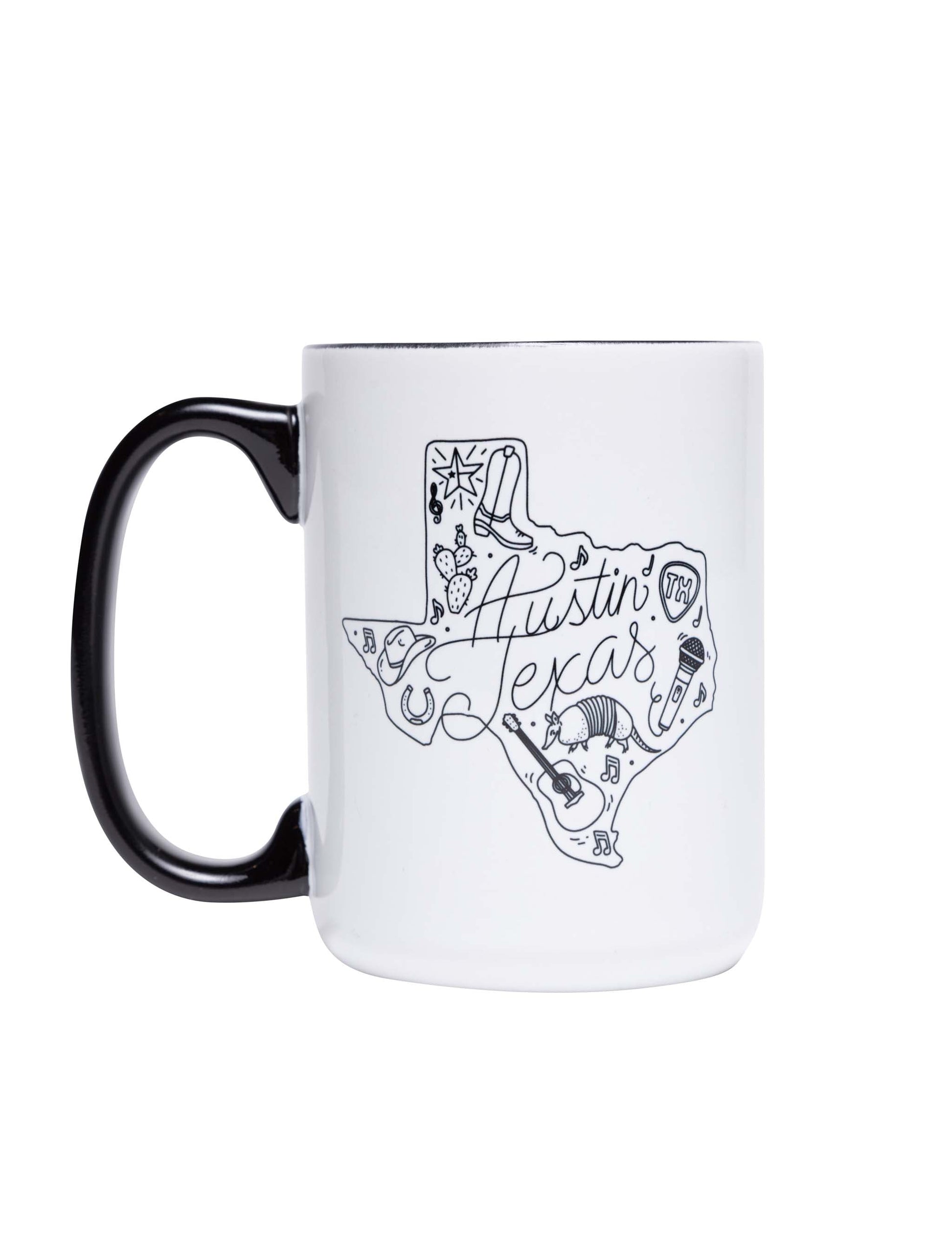 Austin Texas State Outline Mug - DRINKWARE