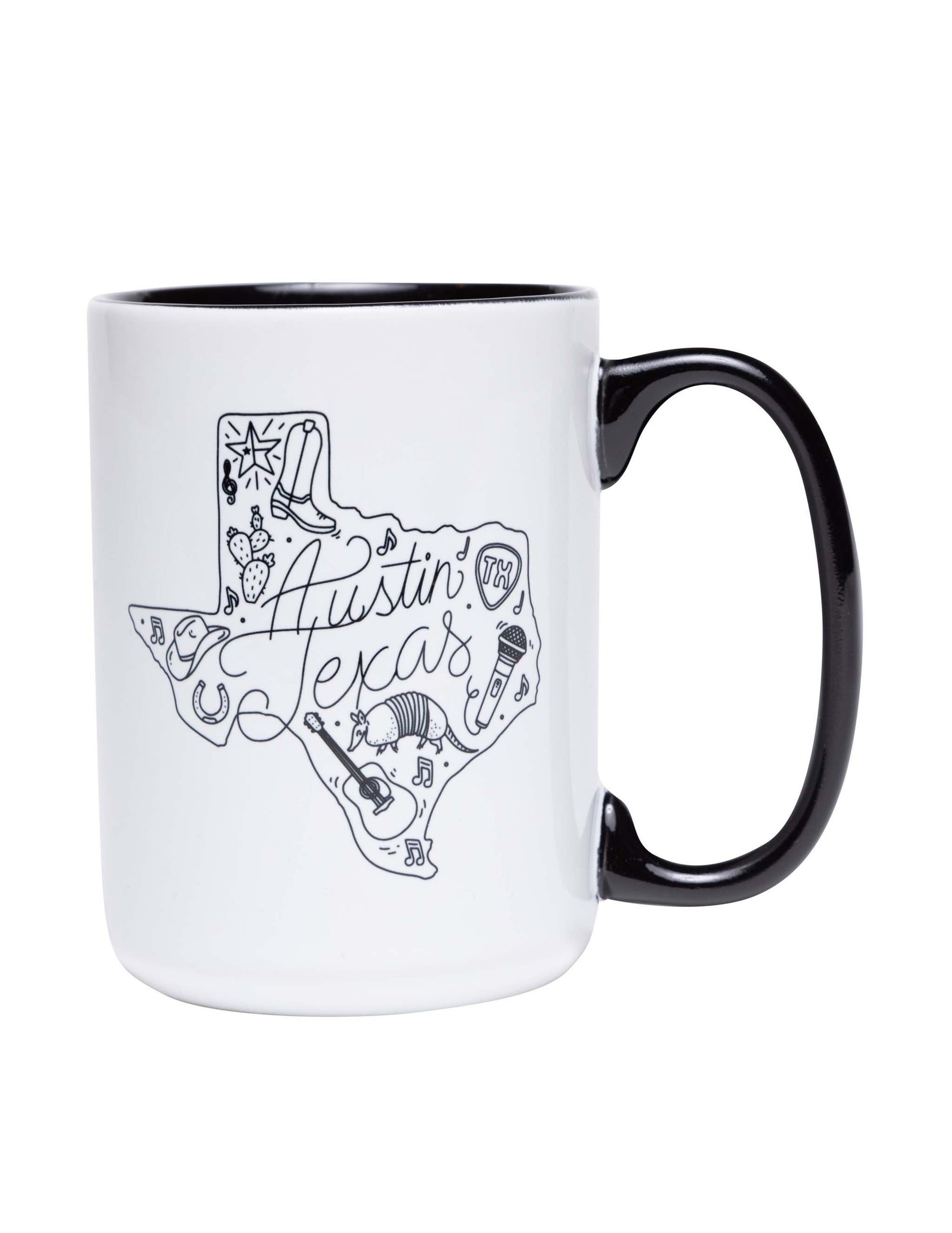 Austin Texas State Outline Mug - DRINKWARE