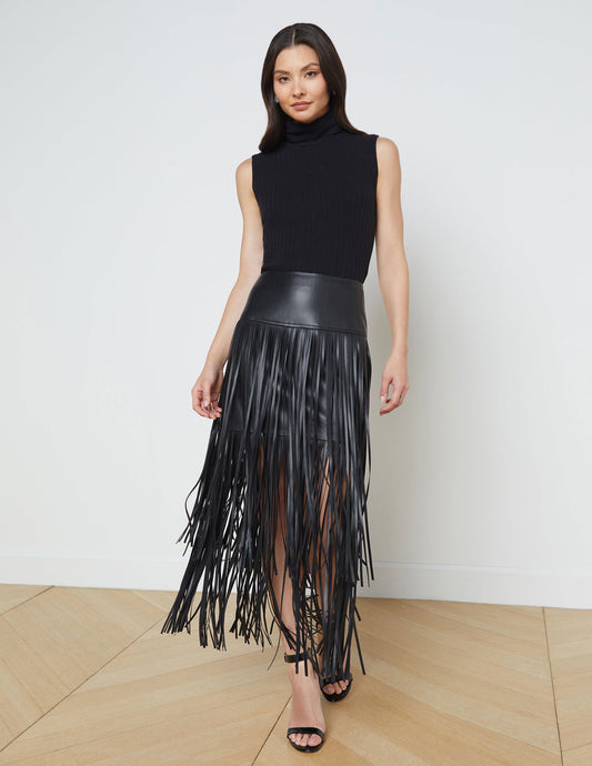 Black Faux Leather Fringe Dress - DRESSES Item Subclass