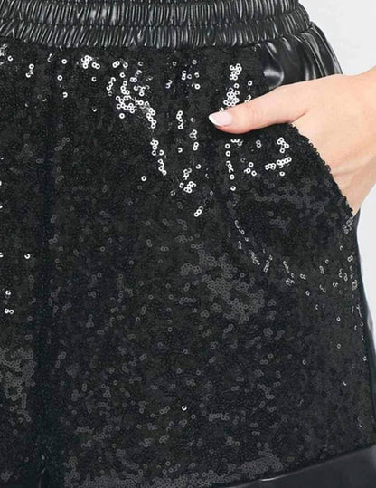 Black Shorts with Sequin Patches - SHORTS