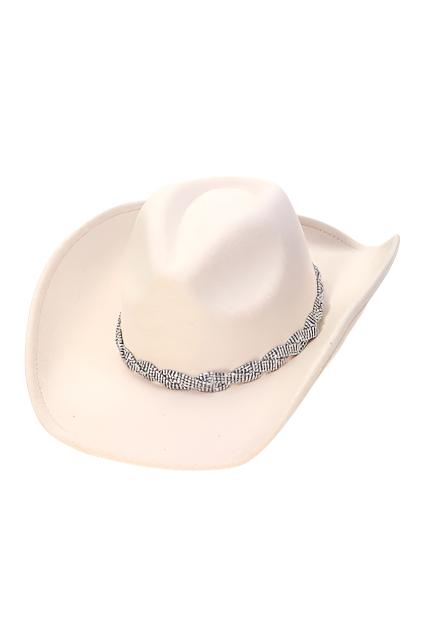 Bling Belt Ivory Cowgirl Hat - HATS
