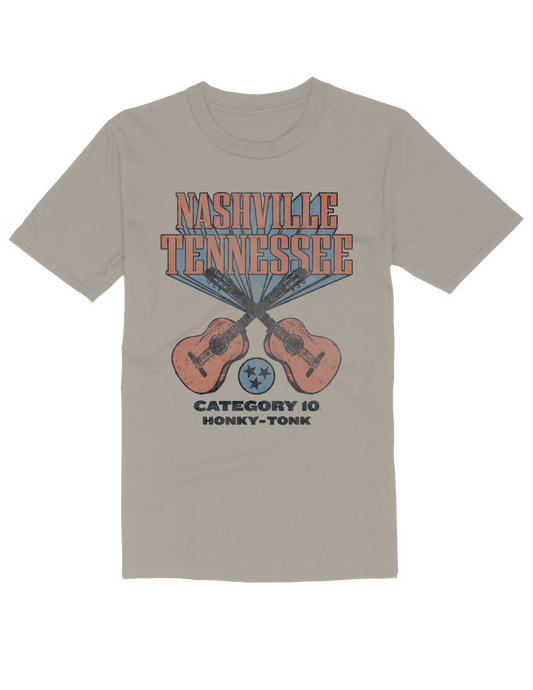 Category 10 Crossed Guitar Burst T-Shirt - S/S