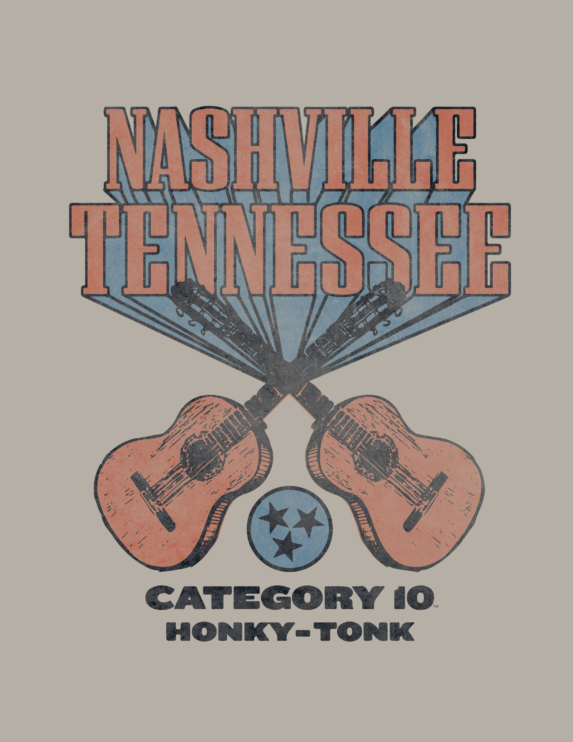 Category 10 Crossed Guitar Burst T-Shirt - S/S