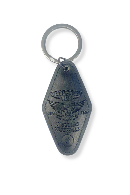 Category 10 Eagle Black Leather Keychain - SOUVENIRS