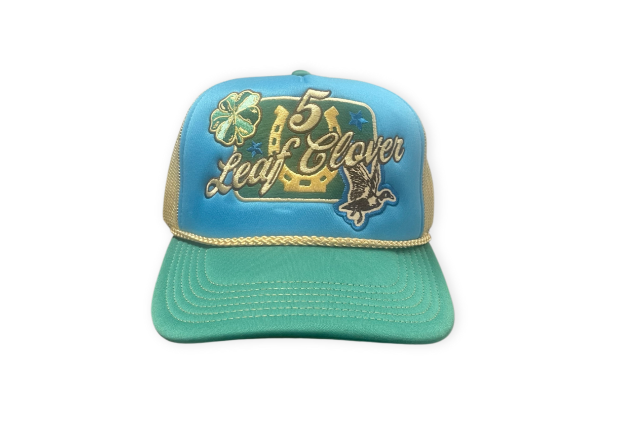 Category 10 Five Leaf Clover Patch Trucker Hat - HATS