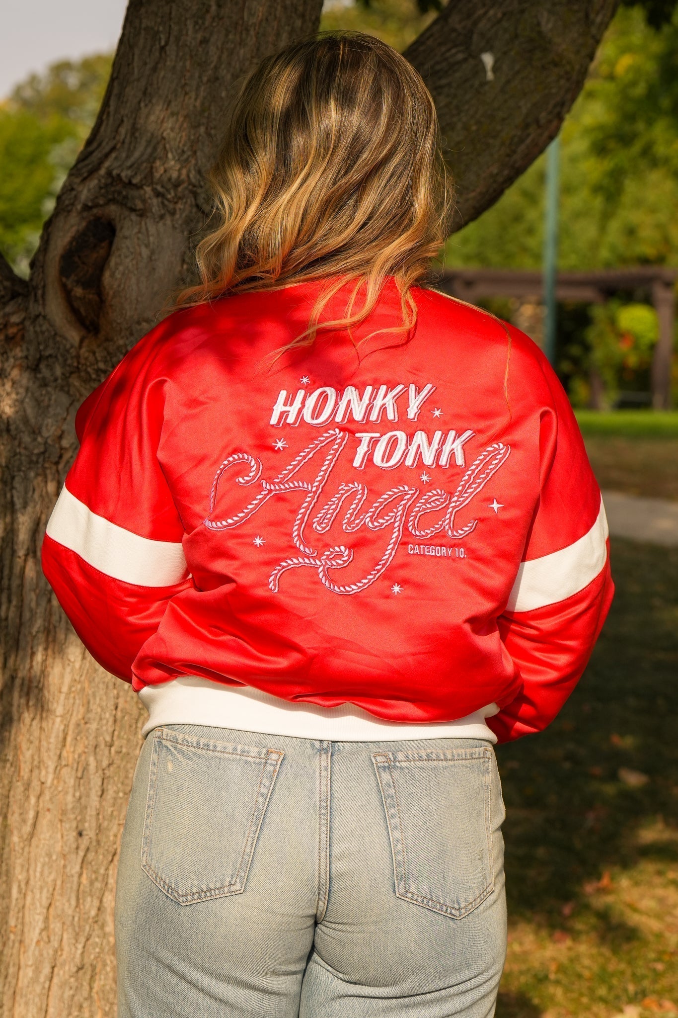 Category 10 Honky Tonk Angel Red Satin Jacket - OUTERWEAR