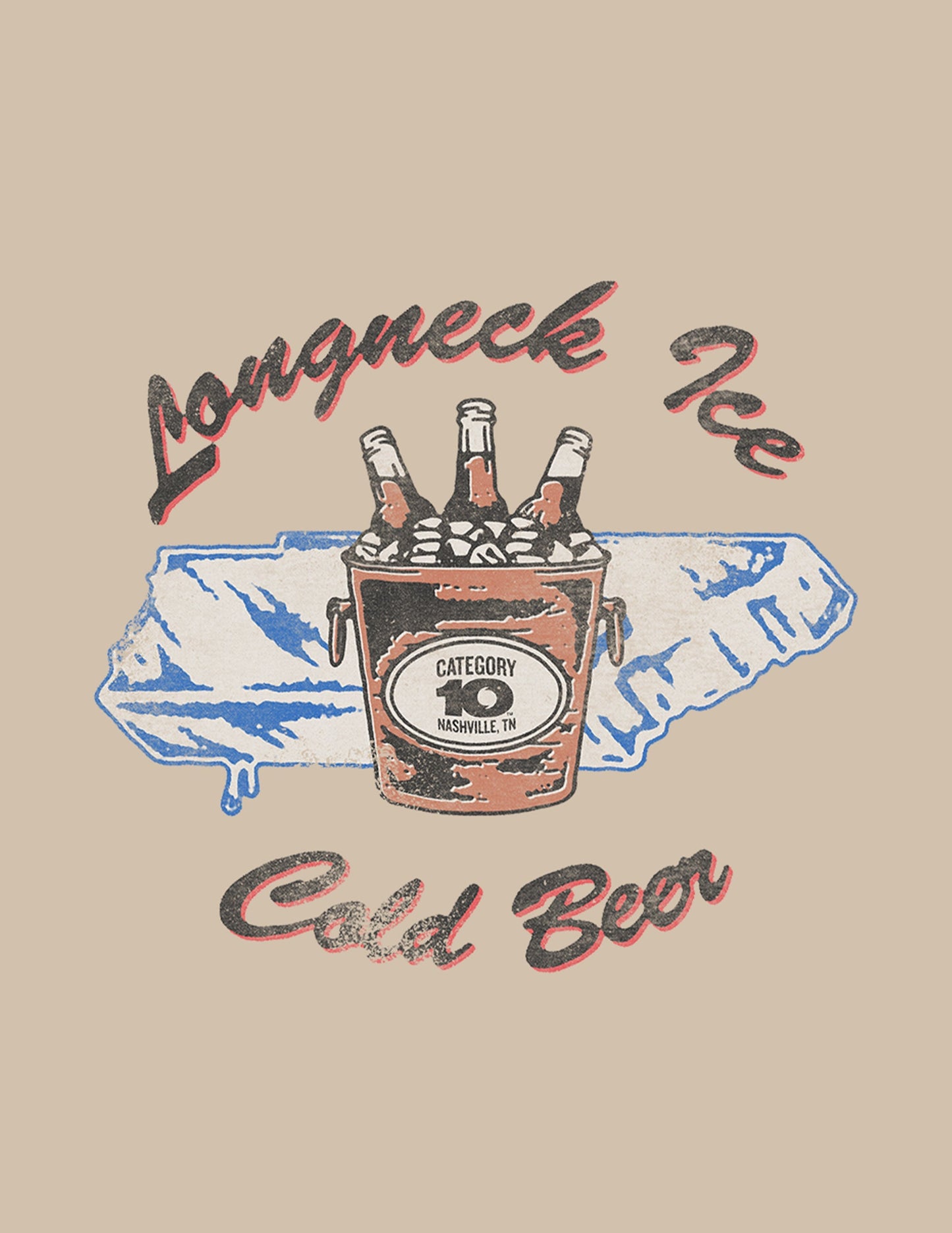 Category 10 Longneck Ice Cold Beer Tennessee State T-Shirt - S/S