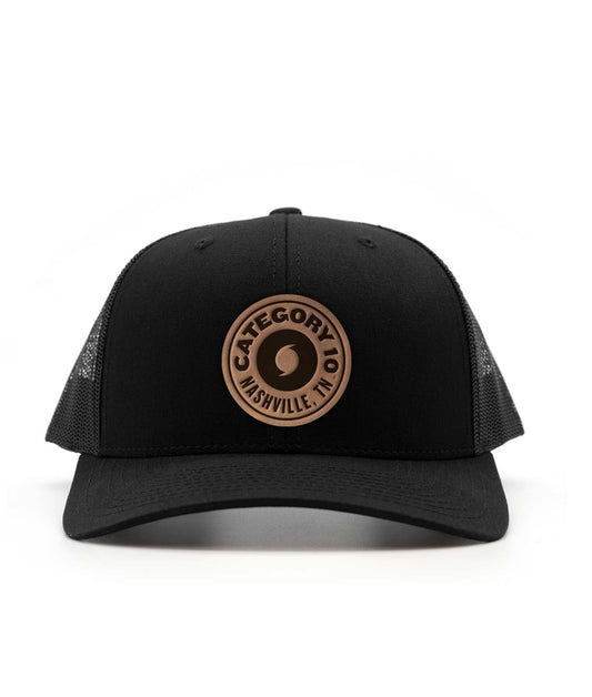 Category 10 Nashville Genuine Leather Patch Trucker Hat - HATS