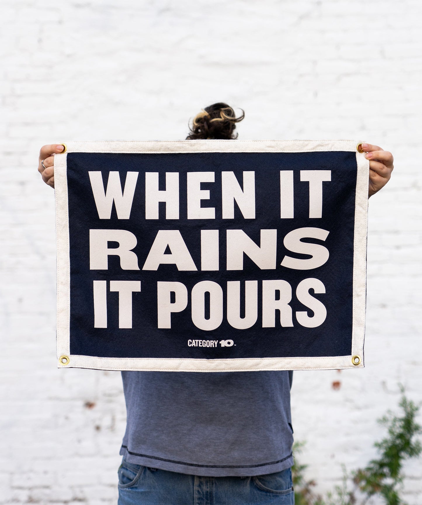 Category 10 When It Rains It Pours Felt Oxford Pennant Banner - DECOR