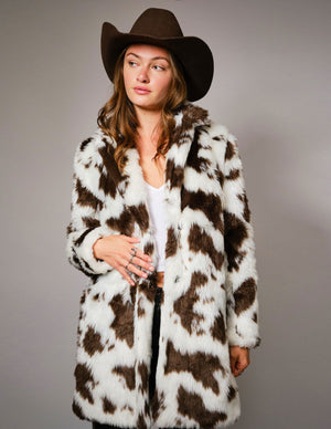 Cow Print Faux Fur Midi Coat - Product image from 15% Off Select Sweatshirts & Jackets collection