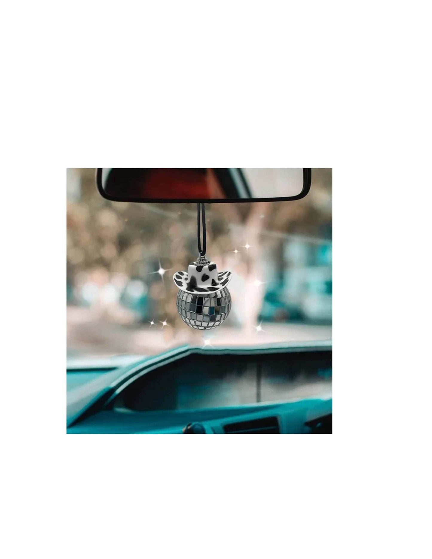Cowboy Hat Disco Ball Car Charm - COWPRINT - AUTO