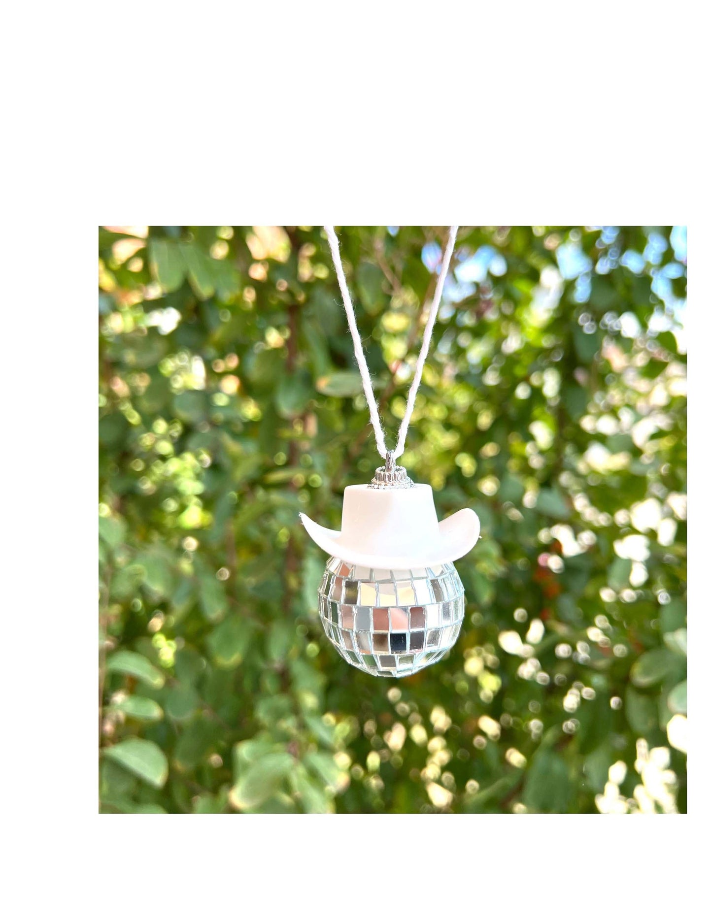 Cowboy Hat Disco Ball Car Charm - WHITE - AUTO