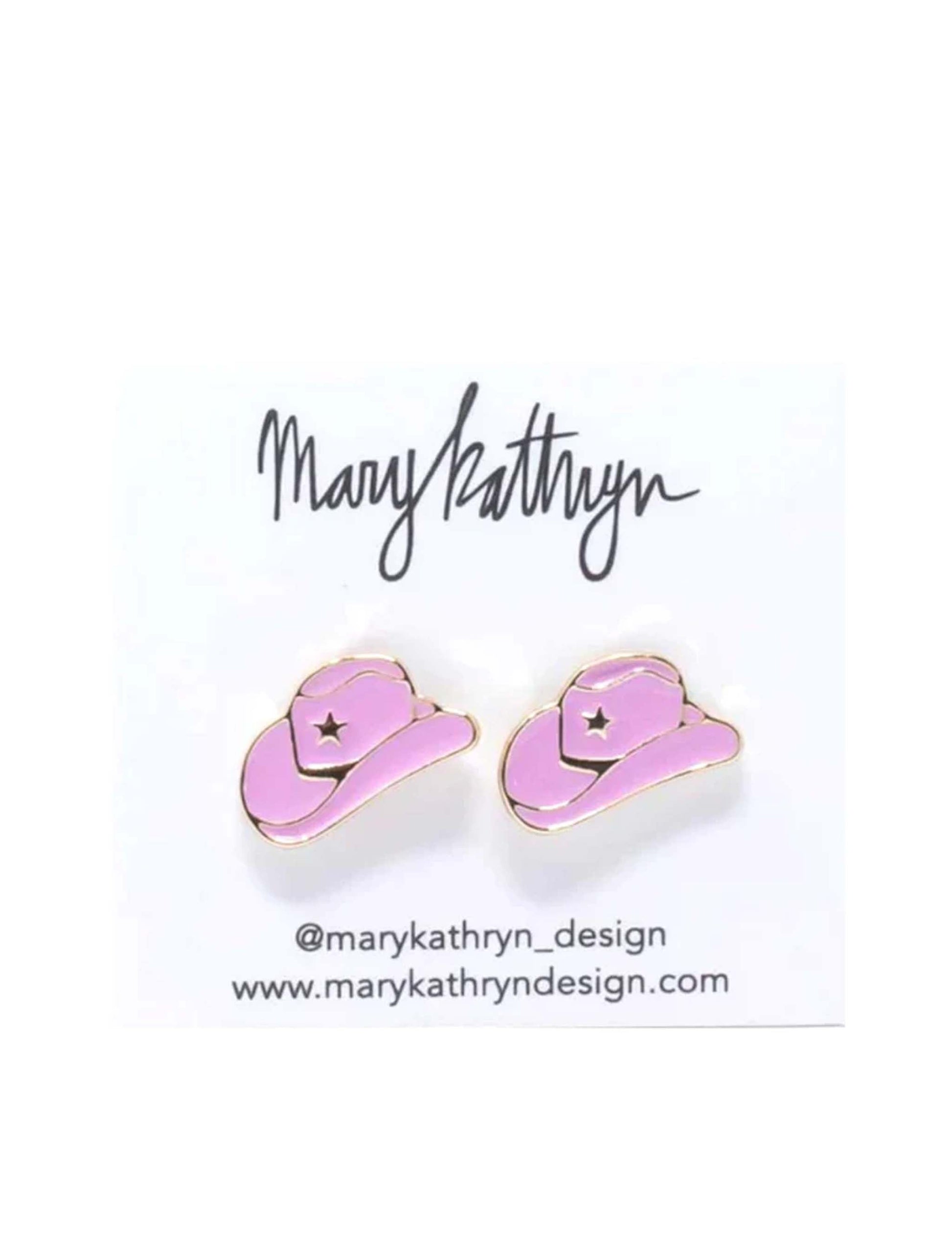 Cowboy Hat Stud Earrings - PINK - EARRINGS