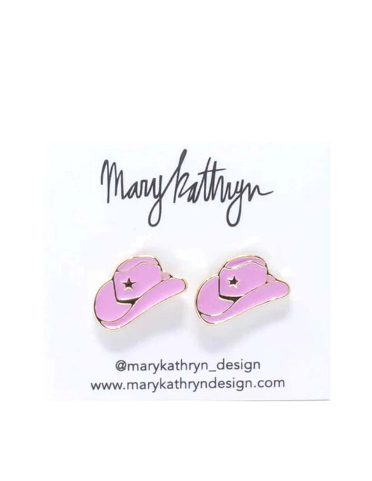 Cowboy Hat Stud Earrings - PINK - EARRINGS