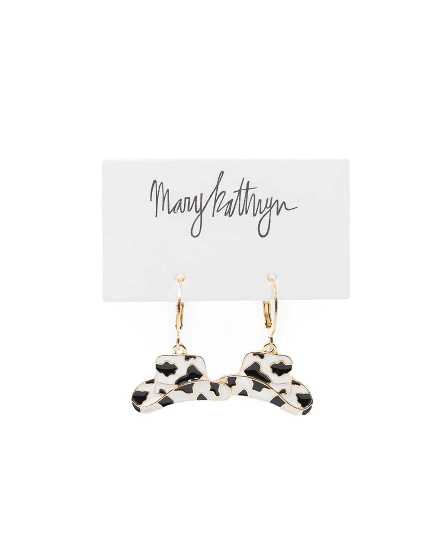Cowprint Cowboy Hat Earrings - JEWELRY