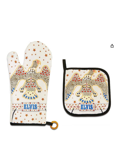 Elvis White Jumpsuit Oven Mitt Set - KITCHEN