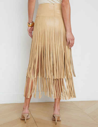 Faux Leather Tiered Fringe Maxi Dress - SKIRTS