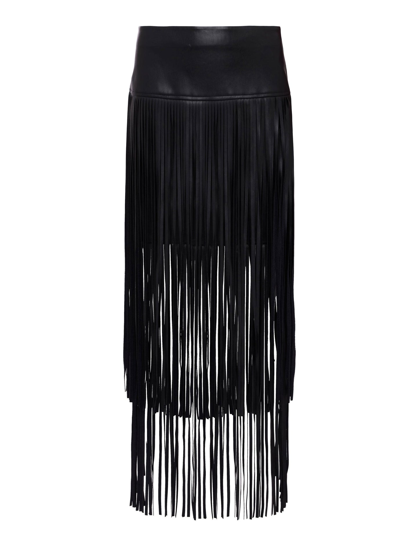 Faux Leather Tiered Fringe Maxi Dress - SKIRTS