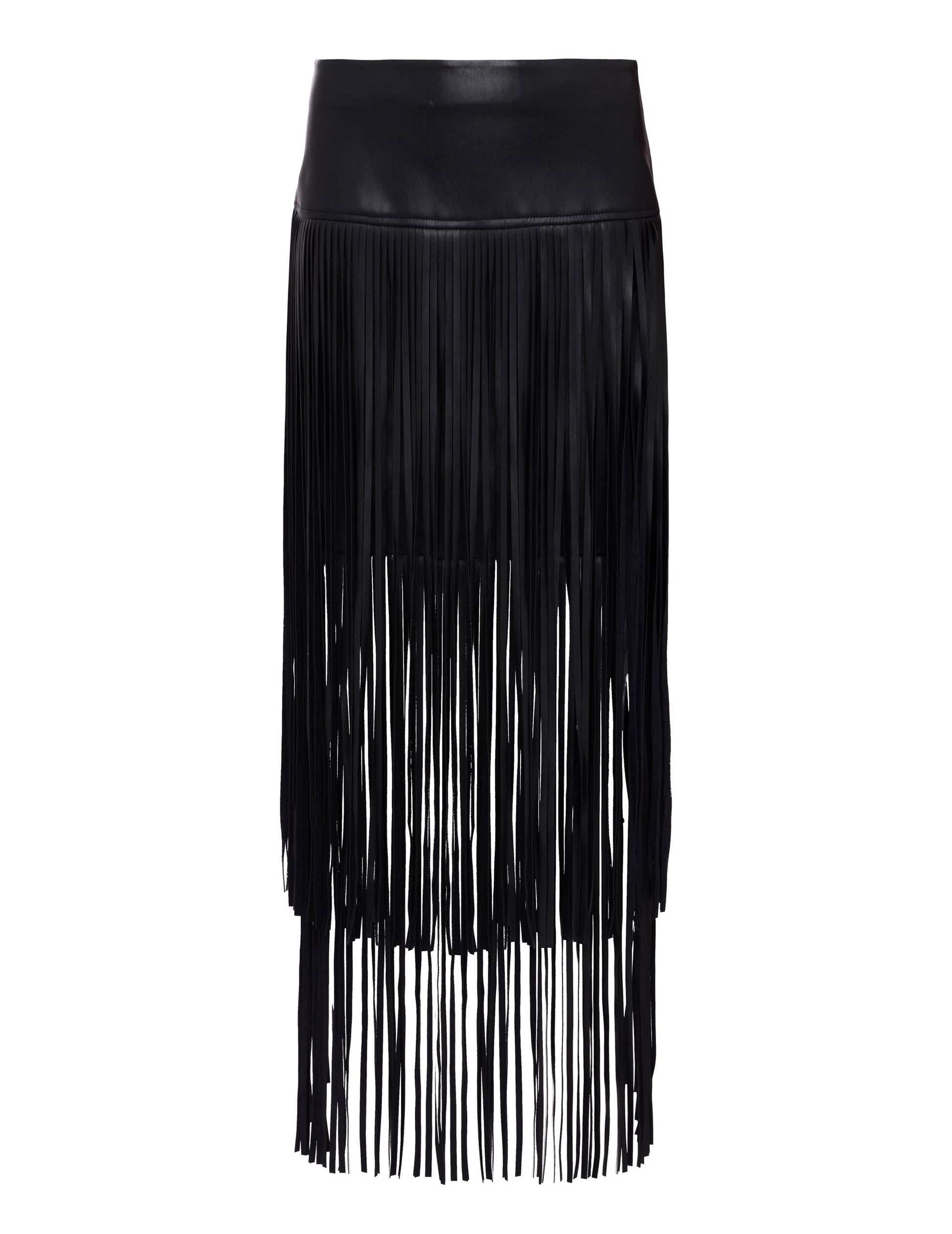 Faux Leather Tiered Fringe Maxi Dress - SKIRTS