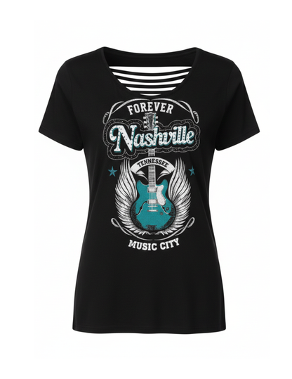 Forever Nashville Guitar Bling Top - S/S