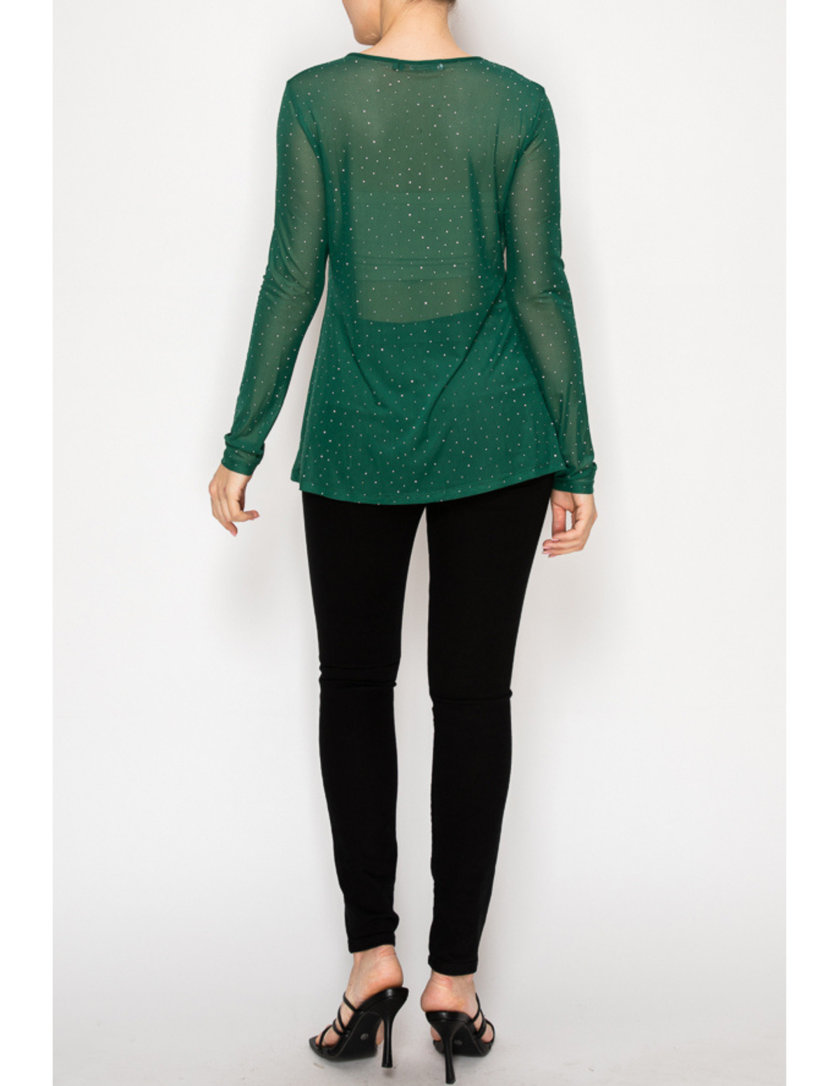 Green Rhinestone Mesh Layering Top - CREWS