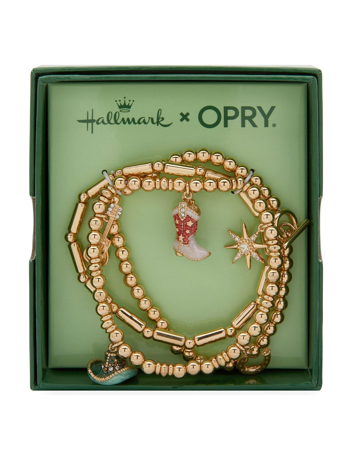 Hallmark x Opry Set of 3 Beaded Boot Charm Bracelets - BRACELETS